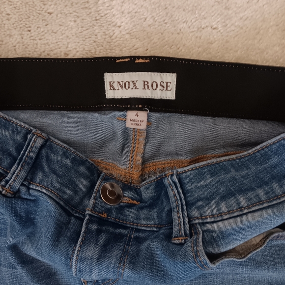 Knox Rose~Geometric Embroidered High Rise Skinny Ankle Denim Jeans - Picture 9 of 13